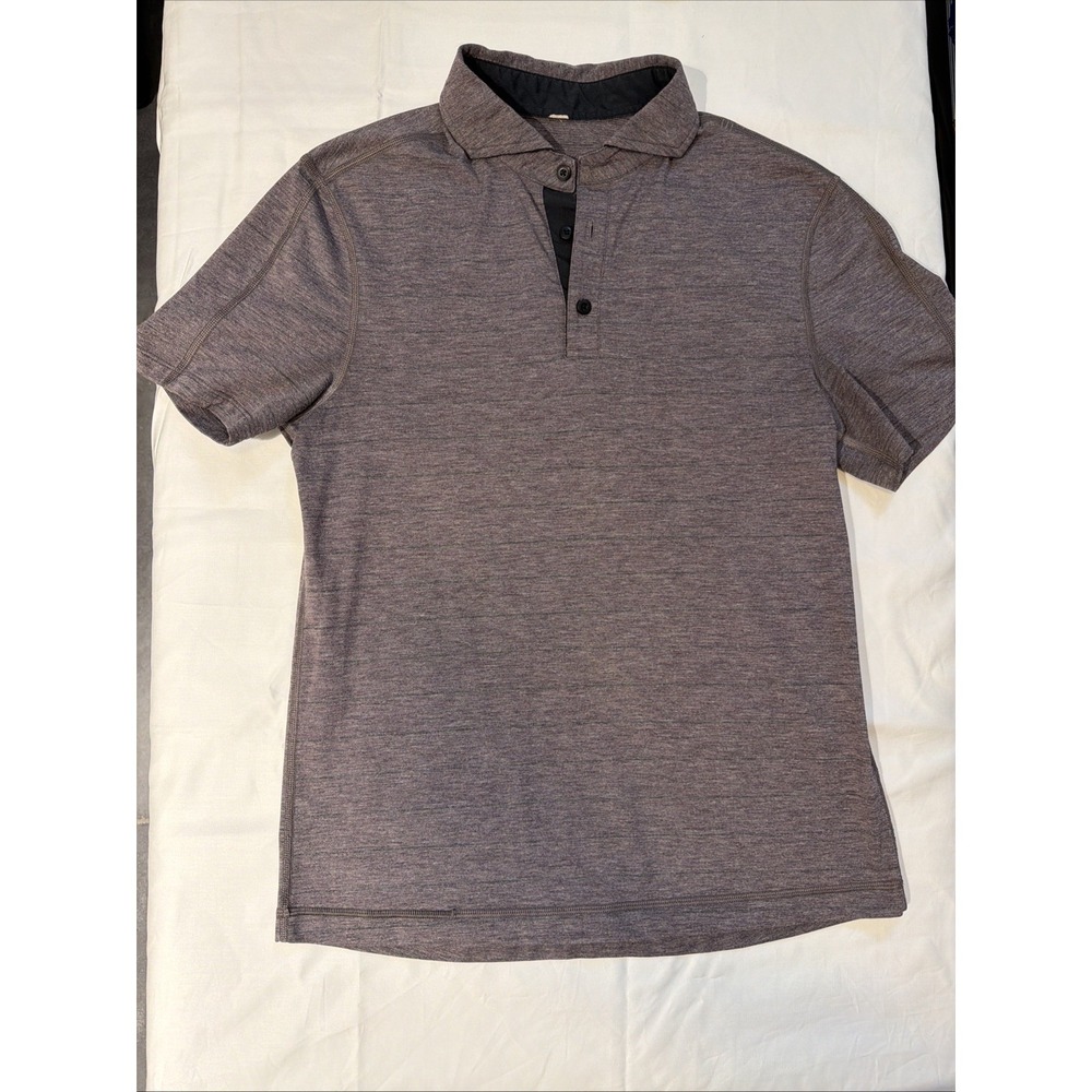Lululemon Evolution Polo Shirt Mens S Purple Striped Golf Performance SS